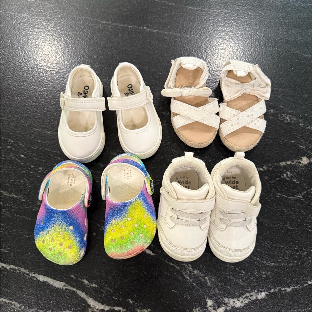 Toddler shoe lot - size 4 - CROCS, Stride Rite, Osh Kosh